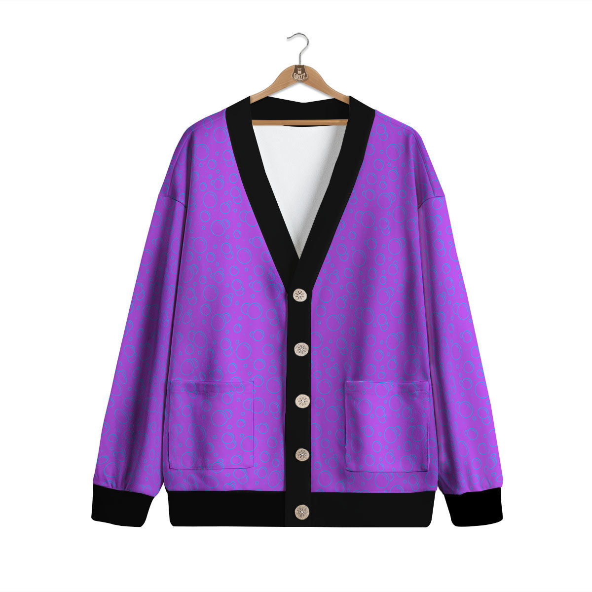 Bubble Purple Print Pattern Cardigan-grizzshop