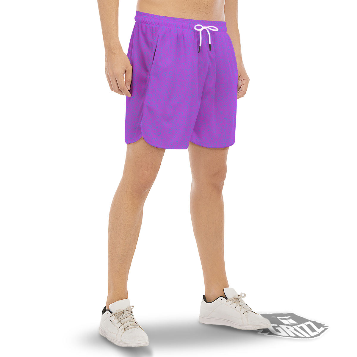 Bubble Purple Print Pattern Men's Gym Shorts-grizzshop