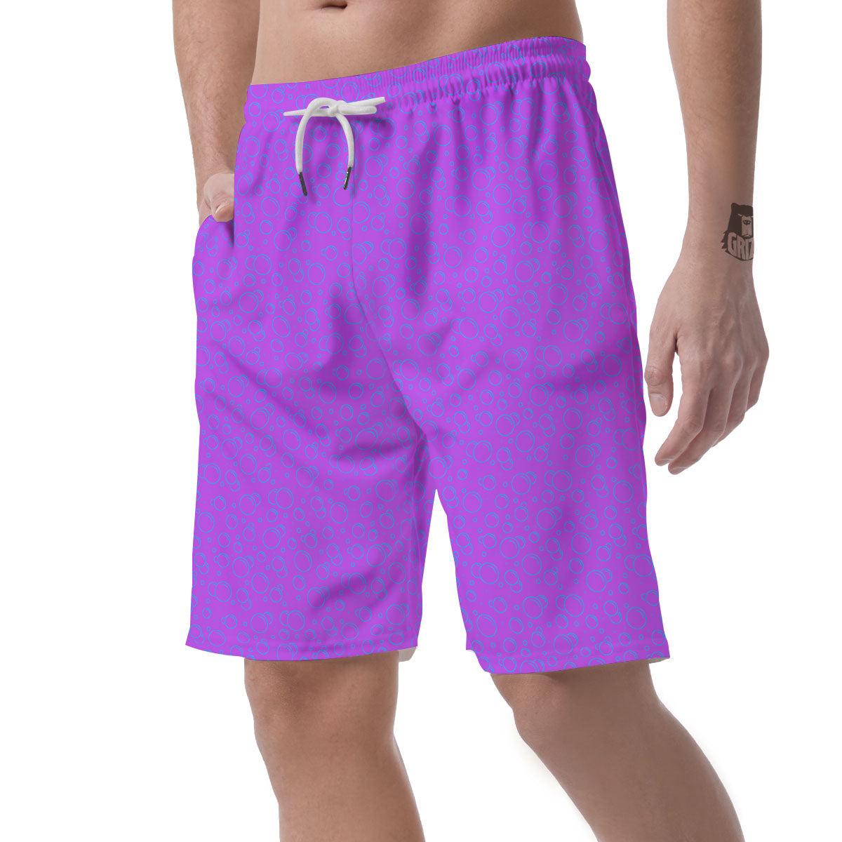 Bubble Purple Print Pattern Men's Shorts-grizzshop