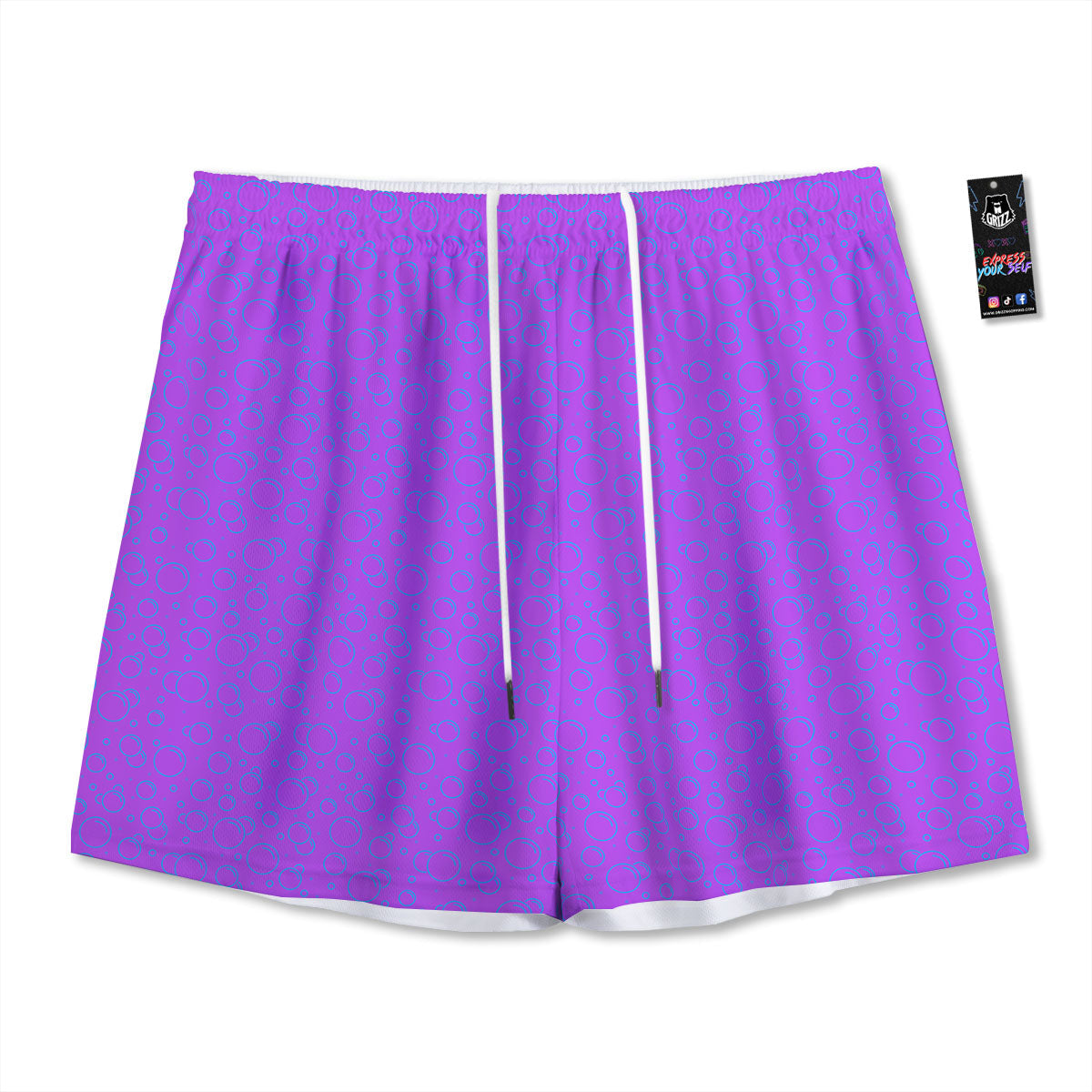 Bubble Purple Print Pattern Mesh Shorts-grizzshop