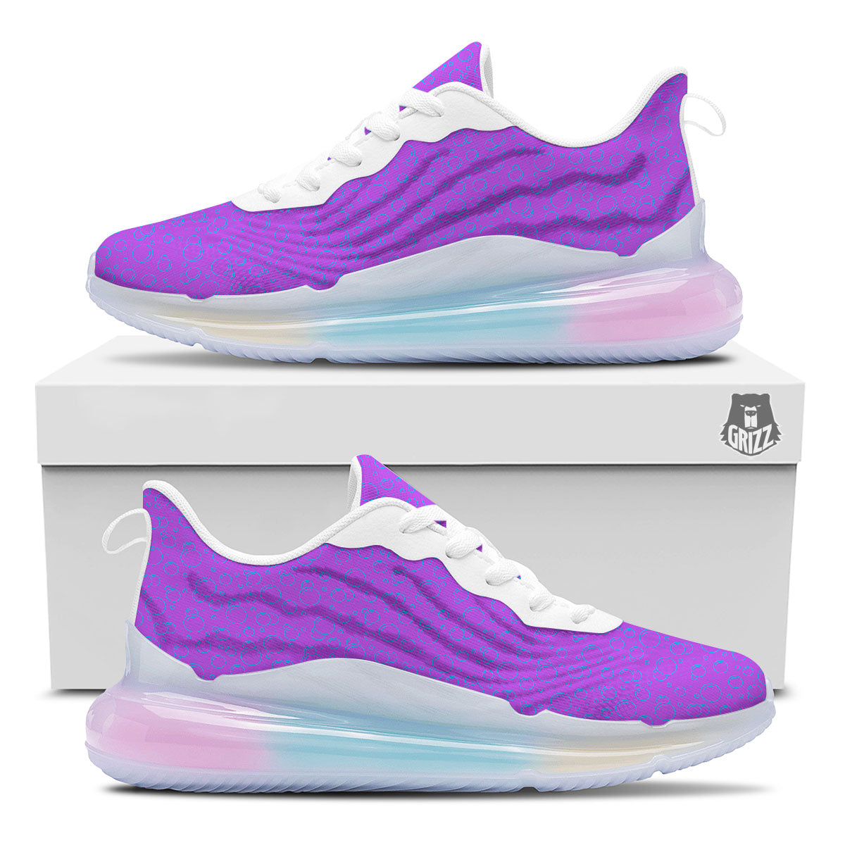 Bubble Purple Print Pattern Running Sneakers-grizzshop
