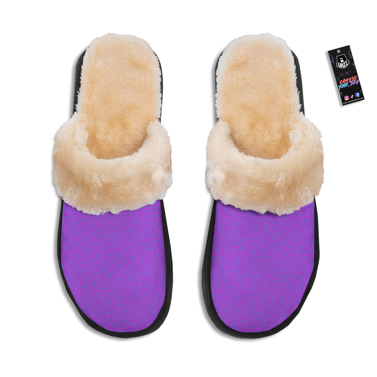 Bubble Purple Print Pattern Slippers-grizzshop