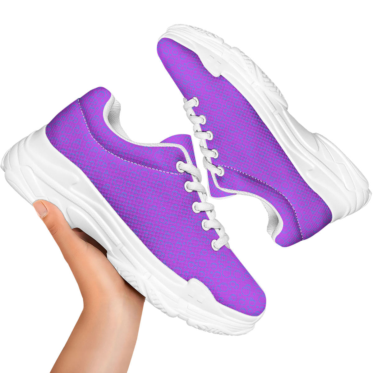 Bubble Purple Print Pattern White Chunky Shoes-grizzshop