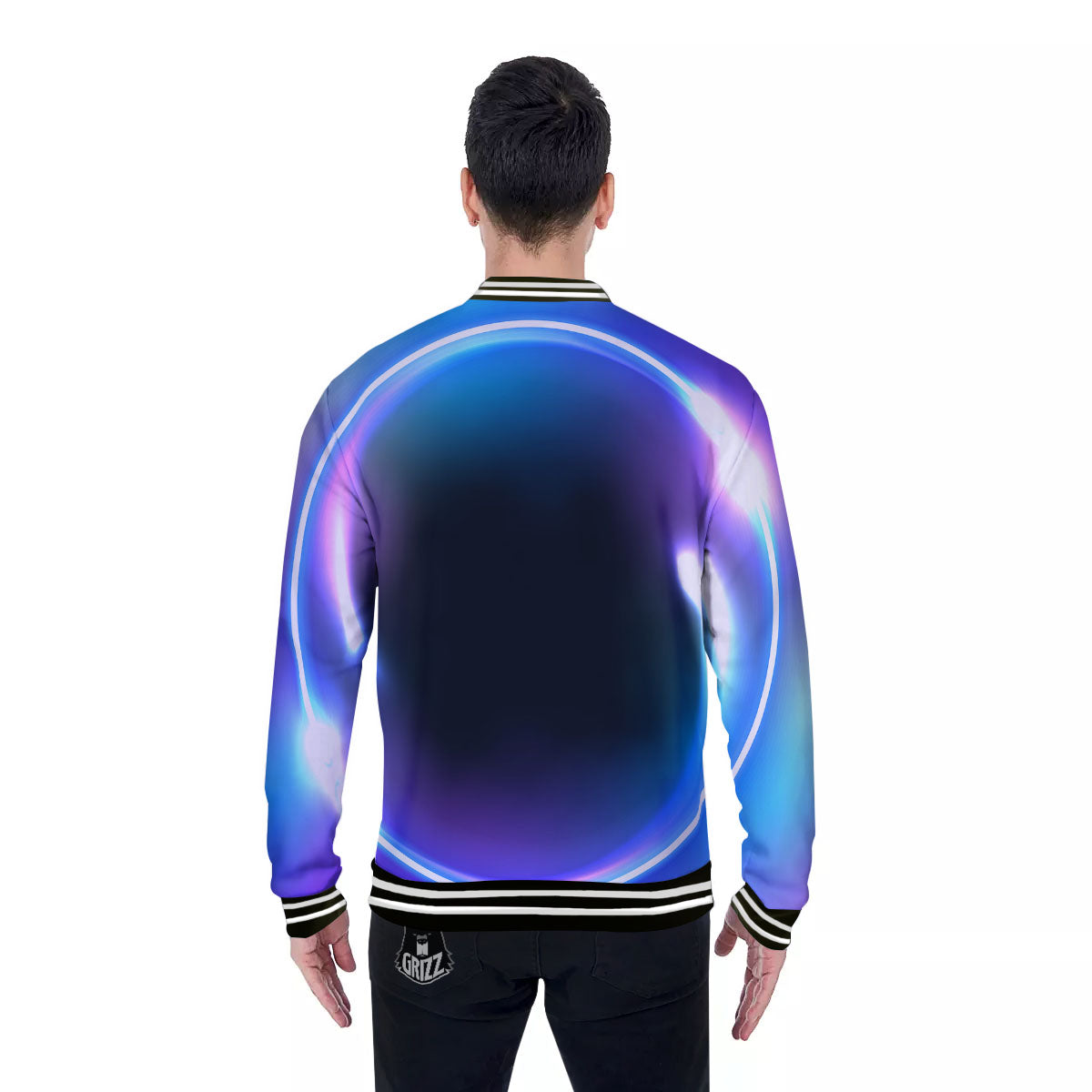 Bubble Rave Print Baseball Jacket-grizzshop