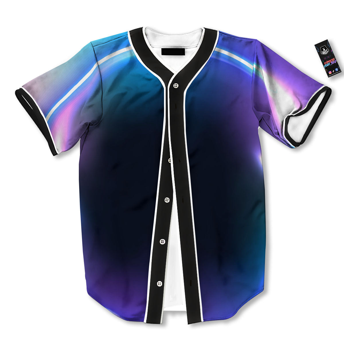 Bubble Rave Print Baseball Jersey-grizzshop
