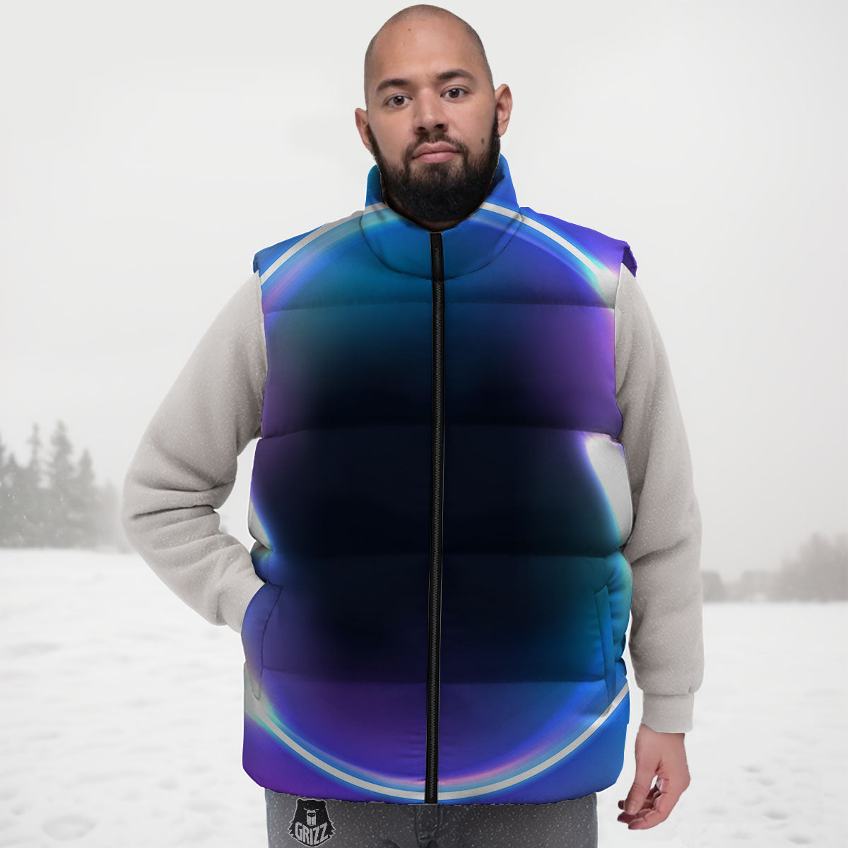 Bubble Rave Print Down Vest-grizzshop