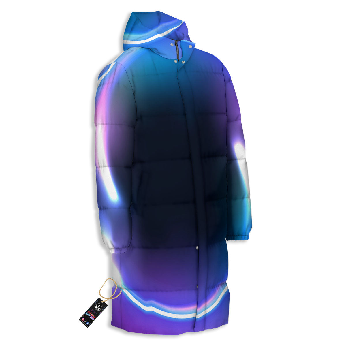 Bubble Rave Print Long Down Jacket-grizzshop