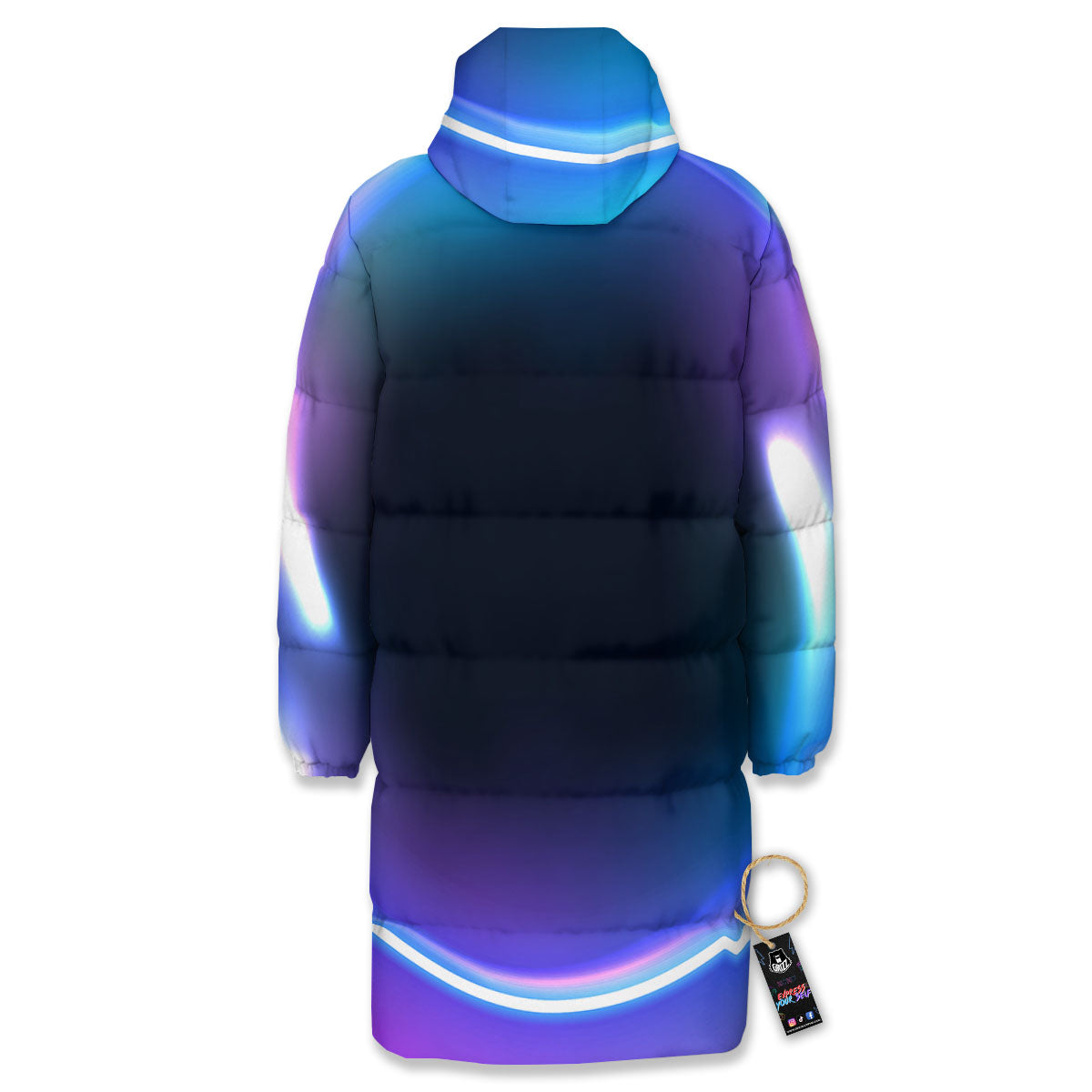 Bubble Rave Print Long Down Jacket-grizzshop