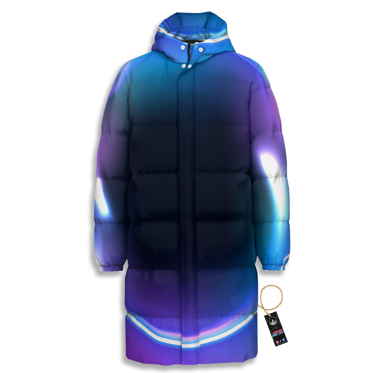Bubble Rave Print Long Down Jacket-grizzshop