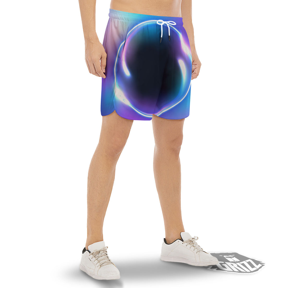 Bubble Rave Print Men's Gym Shorts-grizzshop