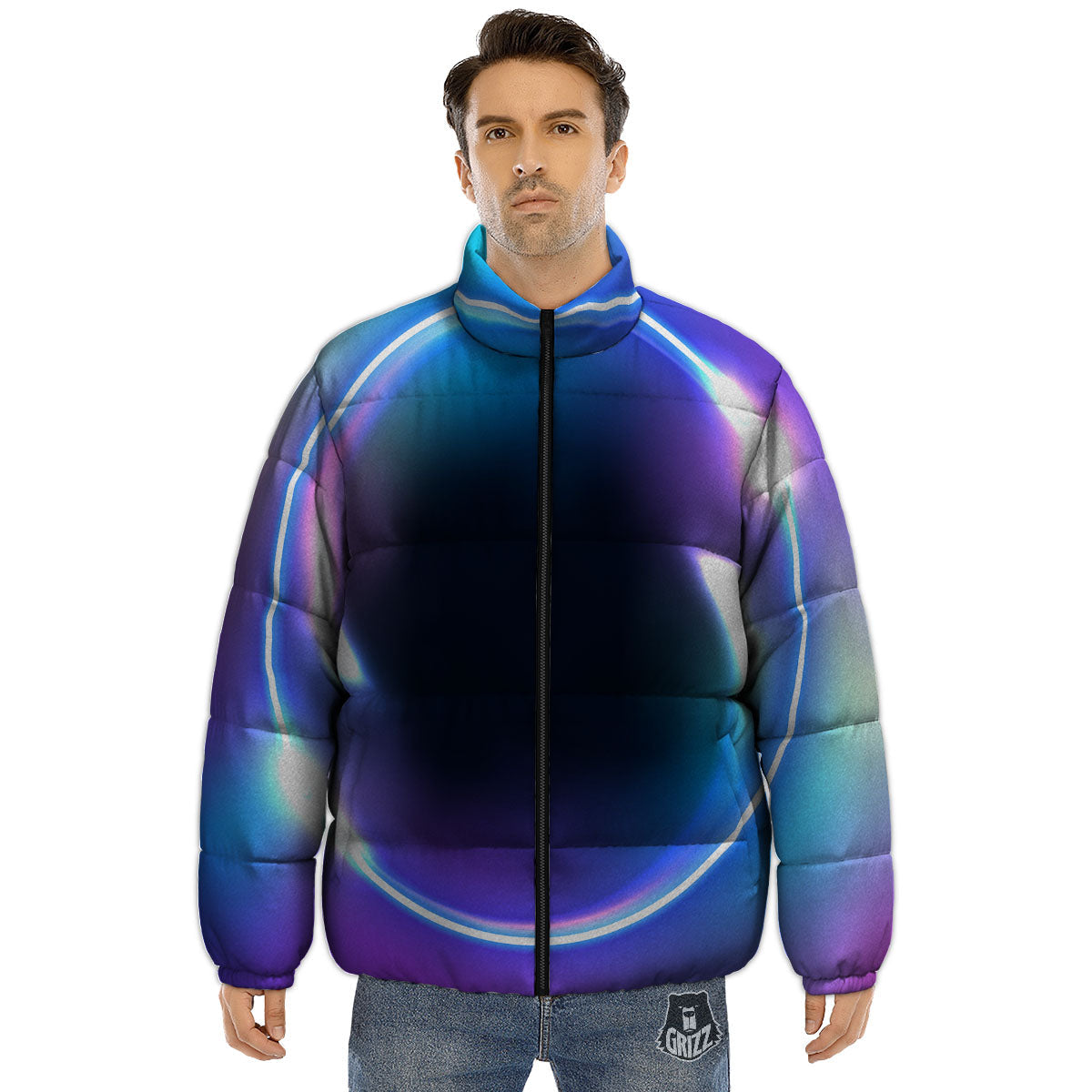 Bubble Rave Print Puffer Jacket-grizzshop