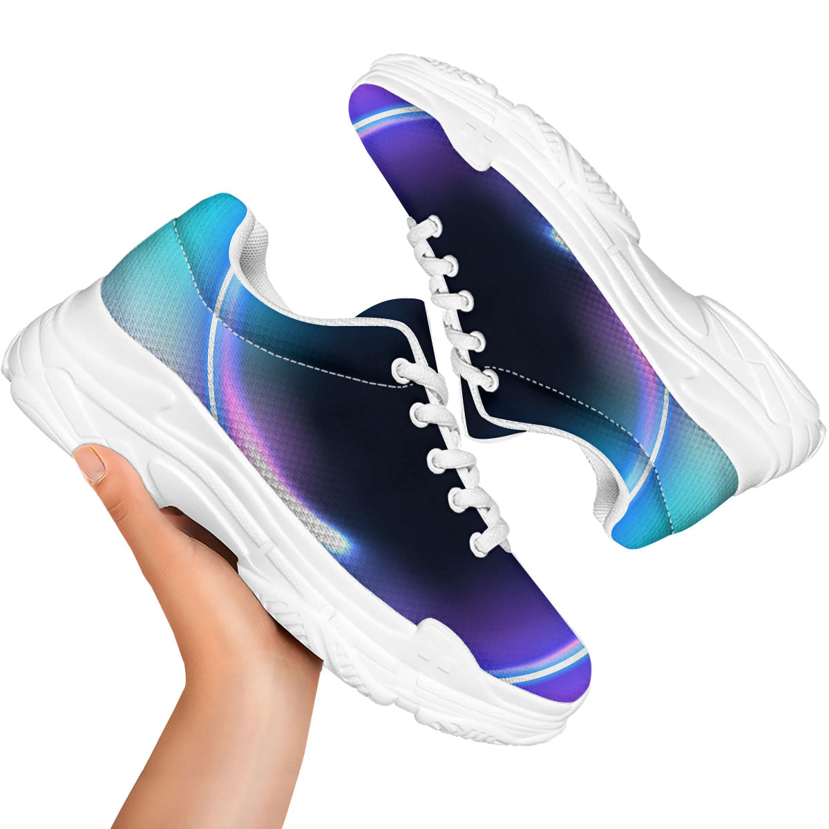 Bubble Rave Print White Chunky Shoes-grizzshop