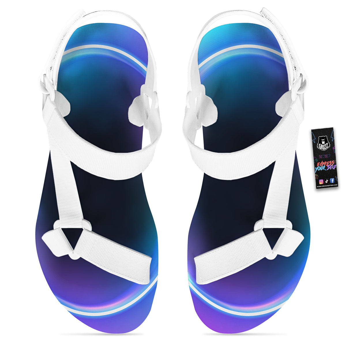 Bubble Rave Print White Open Toe Sandals-grizzshop