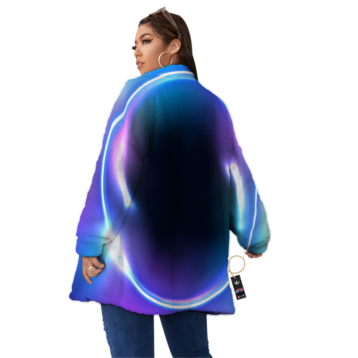 Bubble Rave Print Women's Sherpa Jacket-grizzshop
