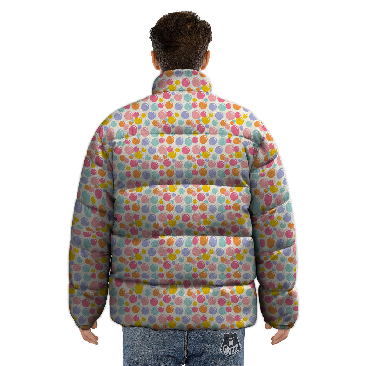 Bubble Soap Colorful Print Puffer Jacket-grizzshop