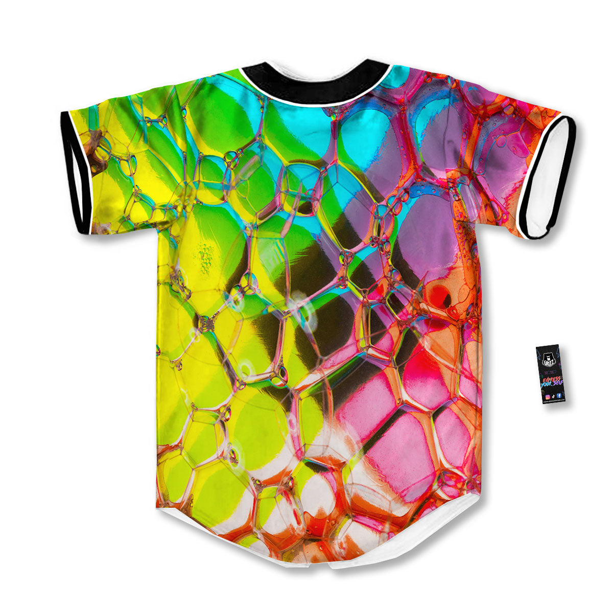 Bubble Soap Psychedelic Print Baseball Jersey-grizzshop