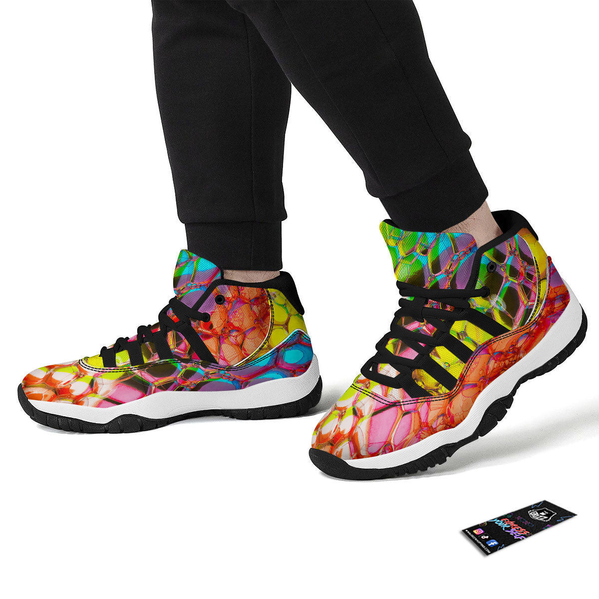 Bubble Soap Psychedelic Print Black Bball Shoes-grizzshop