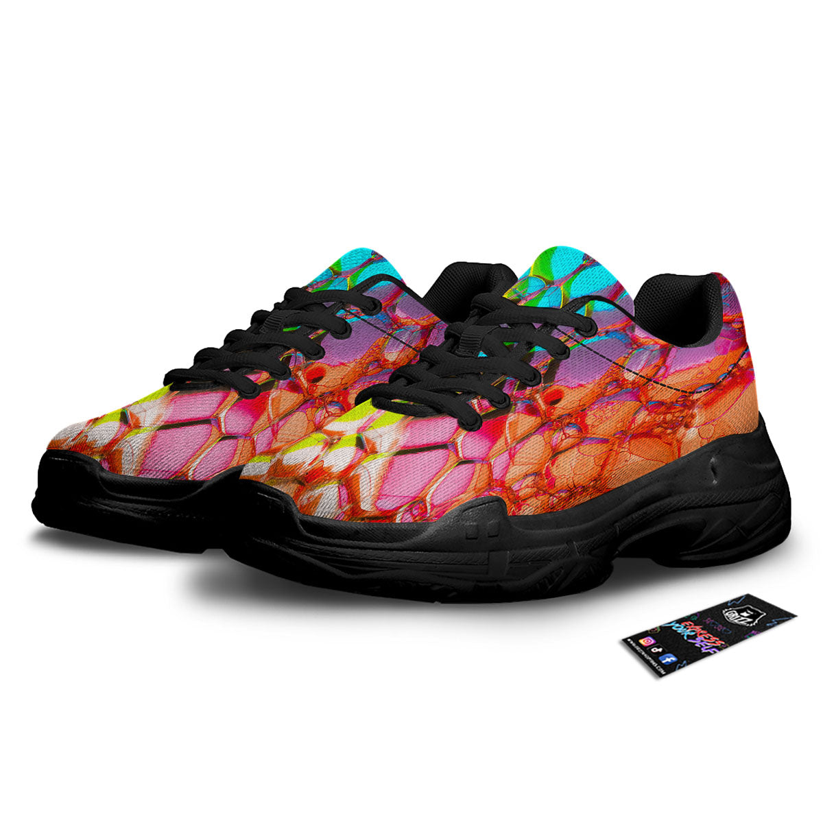 Bubble Soap Psychedelic Print Black Chunky Shoes-grizzshop
