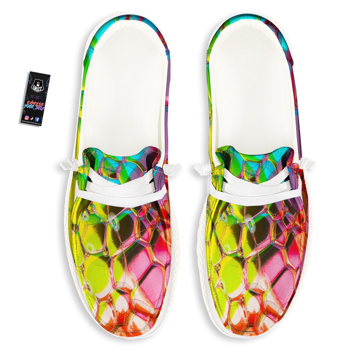 Bubble Soap Psychedelic Print Black Loafers-grizzshop