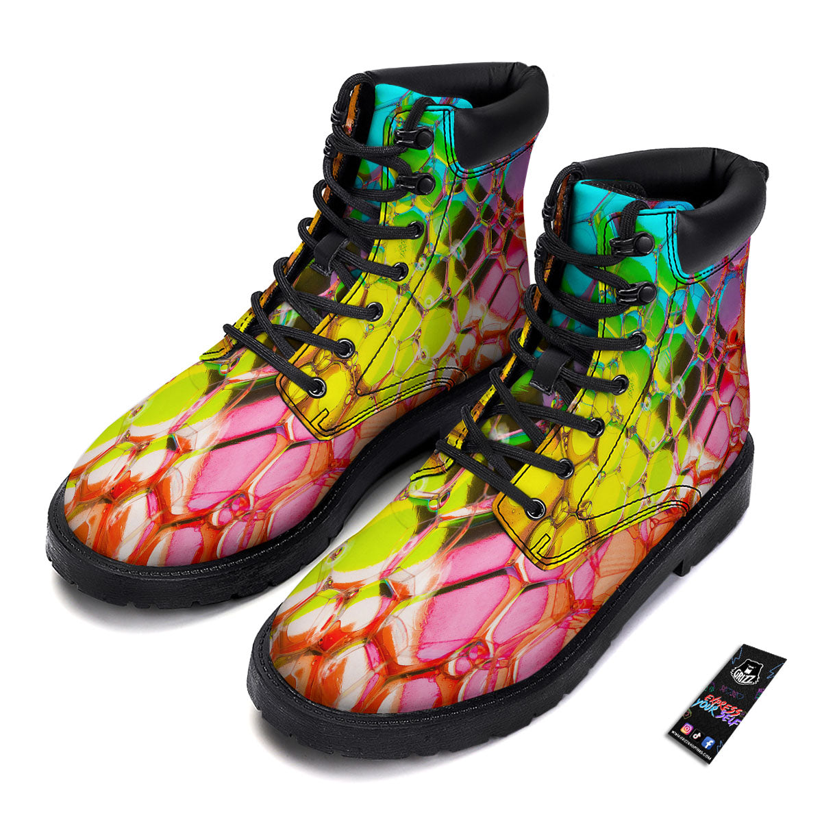 Bubble Soap Psychedelic Print Boots-grizzshop