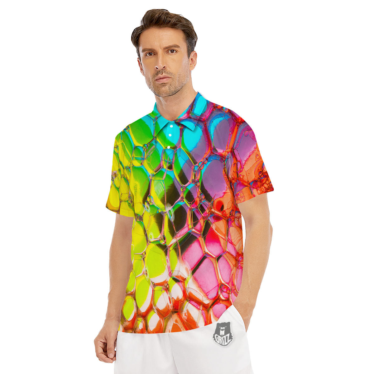 Bubble Soap Psychedelic Print Men's Golf Shirts-grizzshop