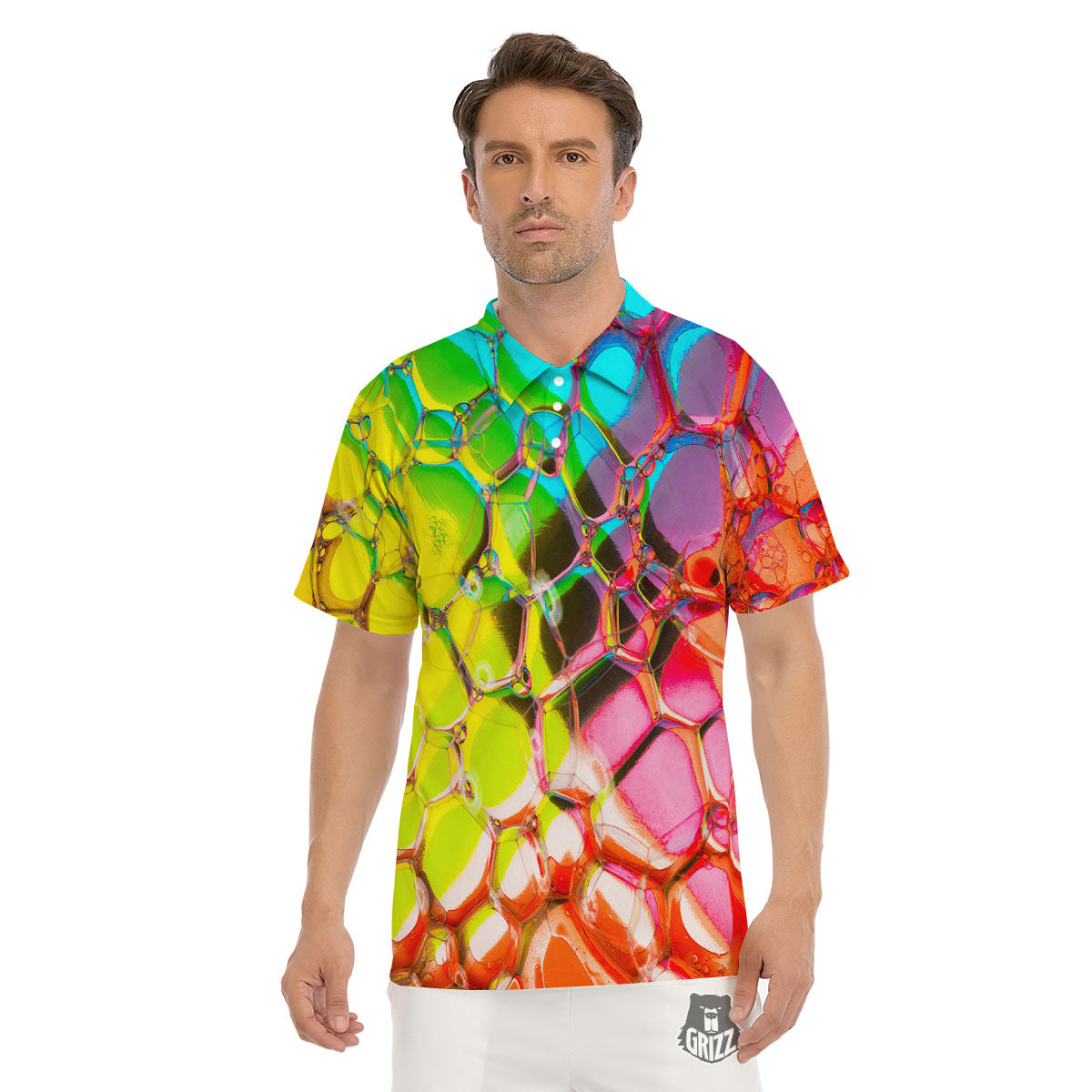 Bubble Soap Psychedelic Print Men's Golf Shirts-grizzshop