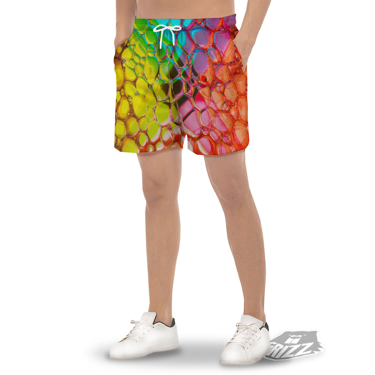 Bubble Soap Psychedelic Print Men's Gym Shorts-grizzshop