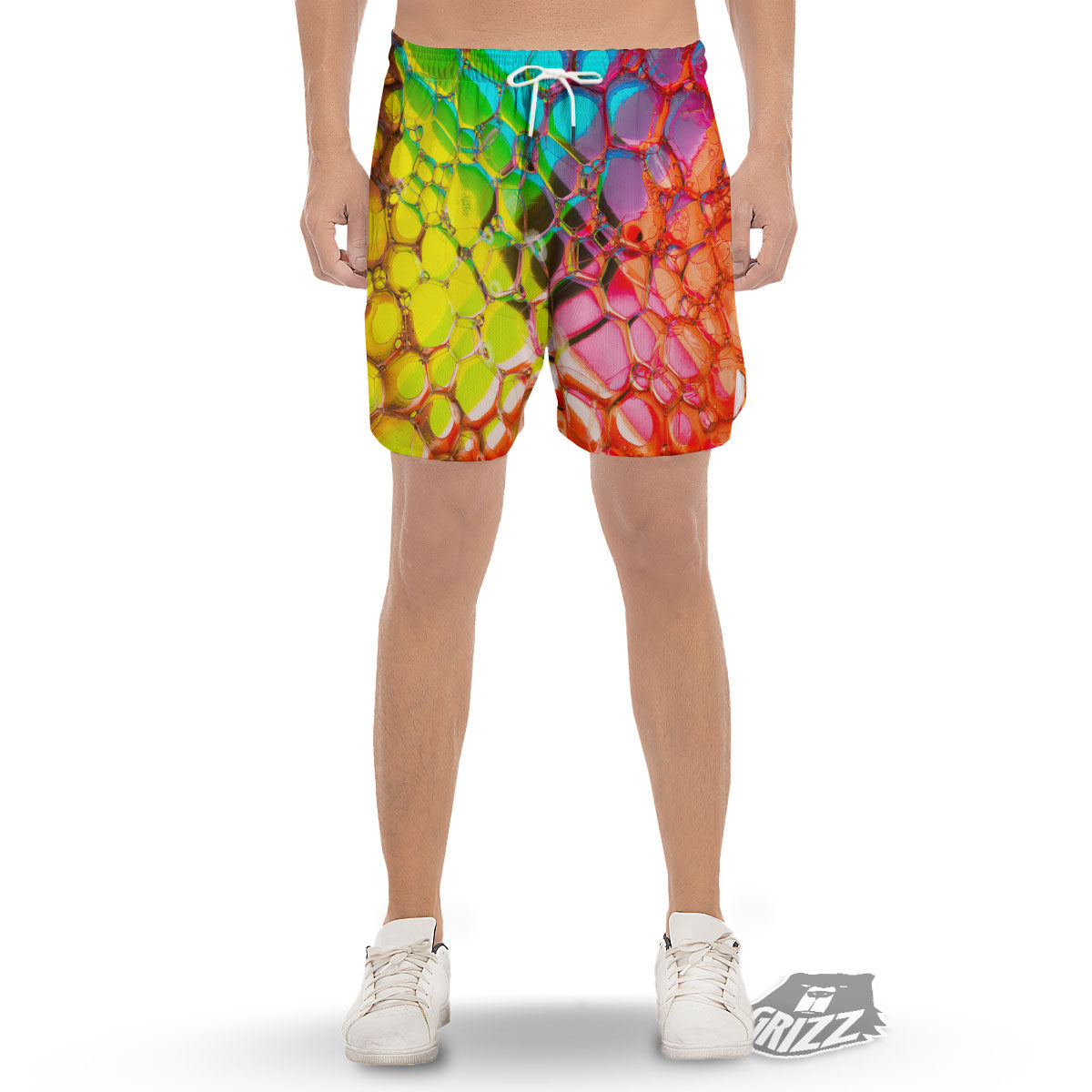 Bubble Soap Psychedelic Print Men's Gym Shorts-grizzshop
