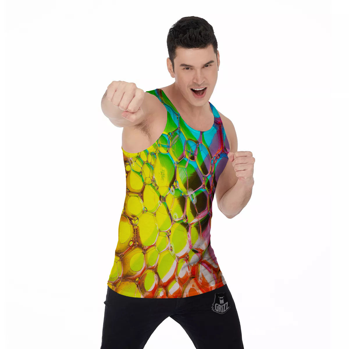 Bubble Soap Psychedelic Print Men's Tank Top-grizzshop
