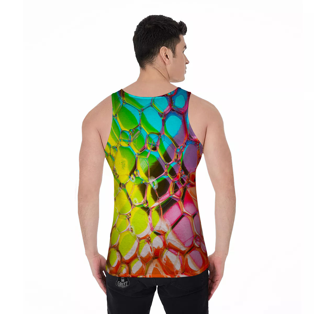 Bubble Soap Psychedelic Print Men's Tank Top-grizzshop