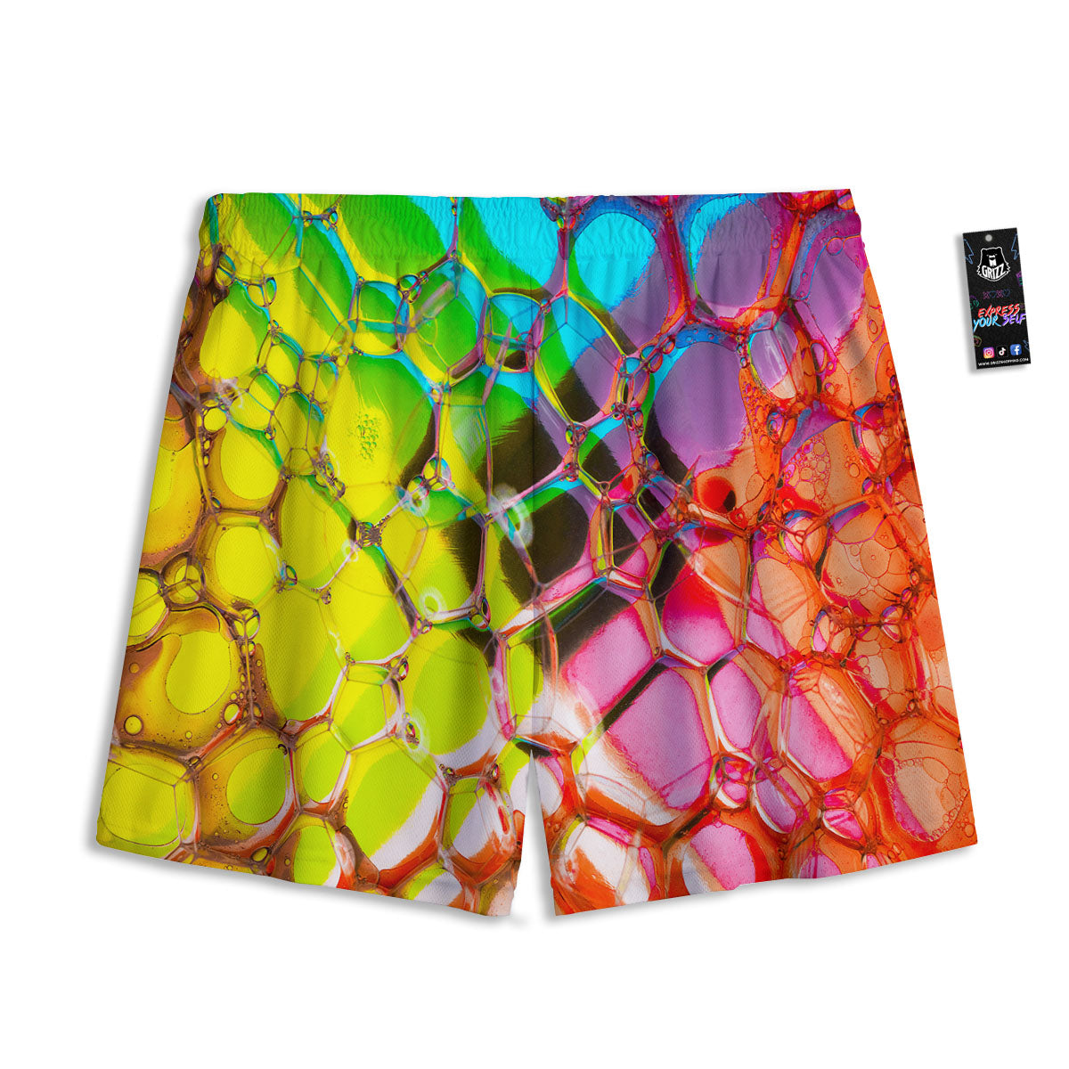 Bubble Soap Psychedelic Print Mesh Shorts-grizzshop