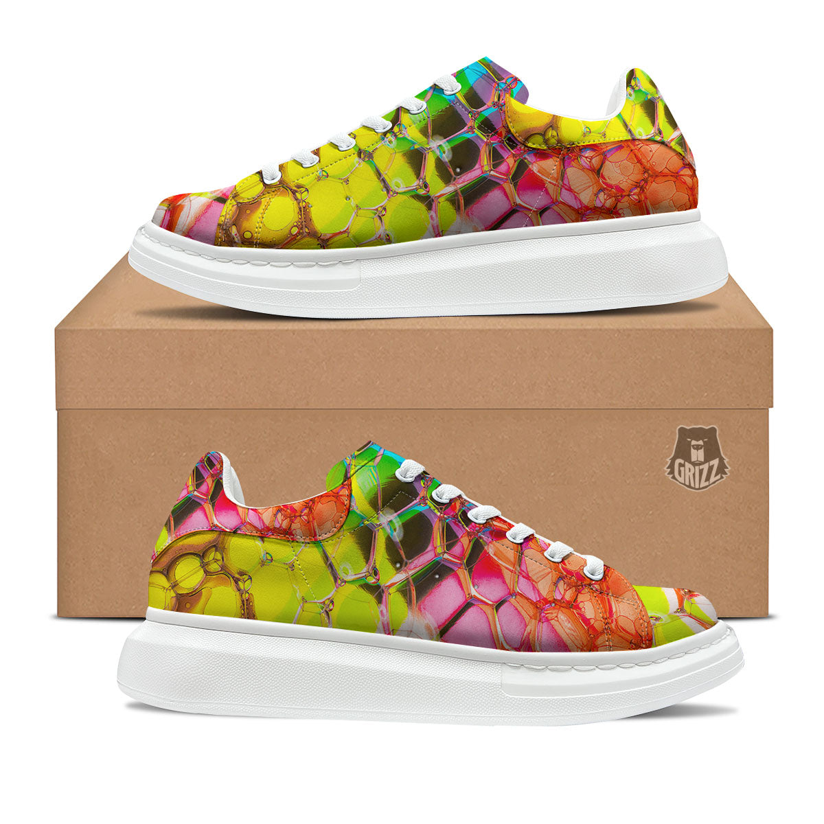 Bubble Soap Psychedelic Print Platform Shoes-grizzshop