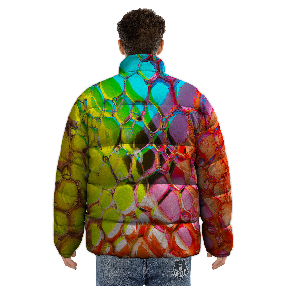 Bubble Soap Psychedelic Print Puffer Jacket-grizzshop