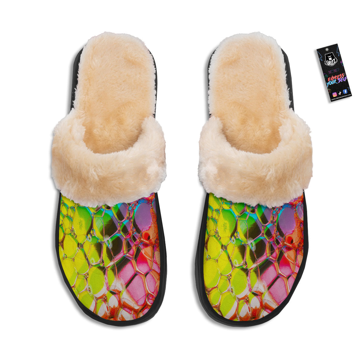 Bubble Soap Psychedelic Print Slippers-grizzshop