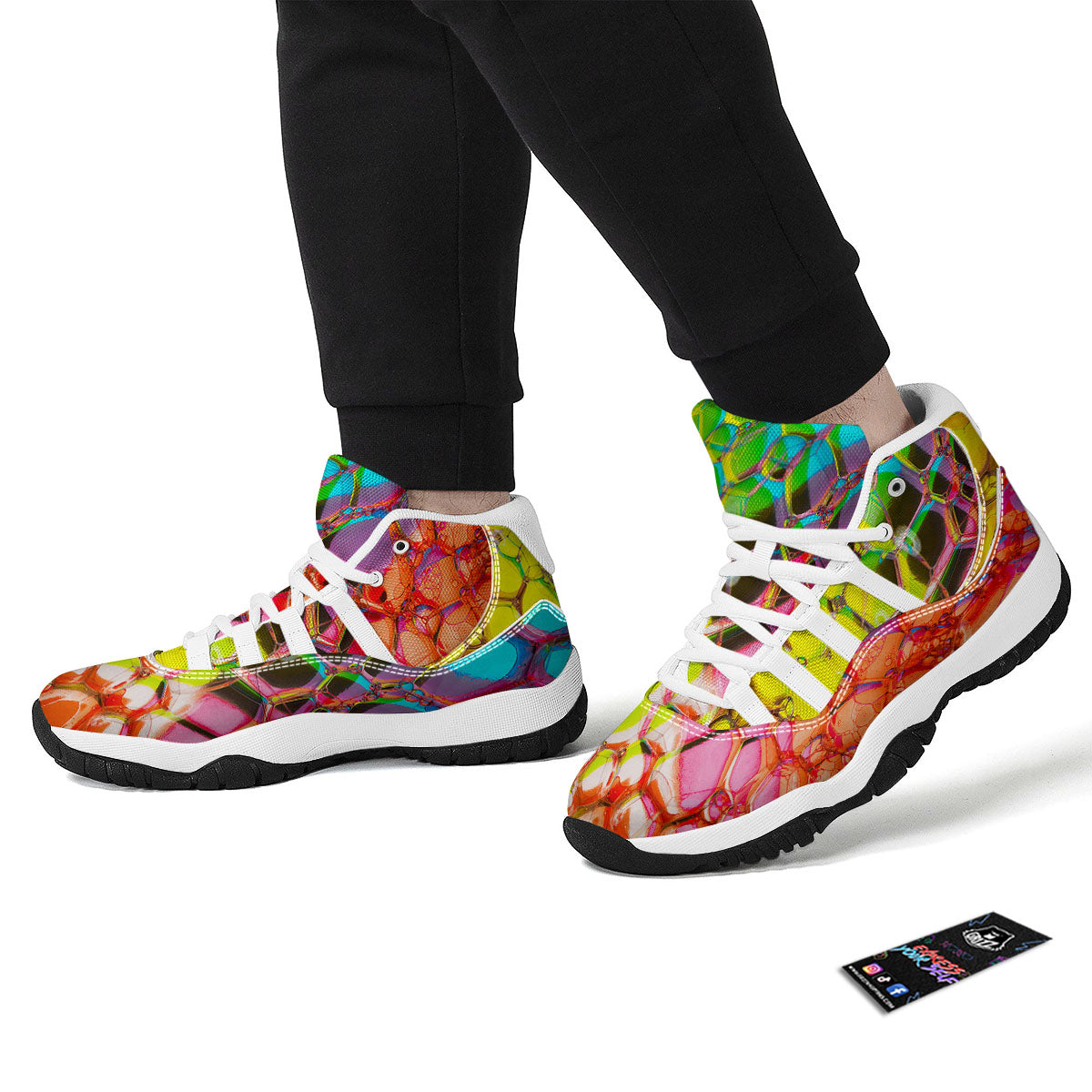 Bubble Soap Psychedelic Print White Bball Shoes-grizzshop