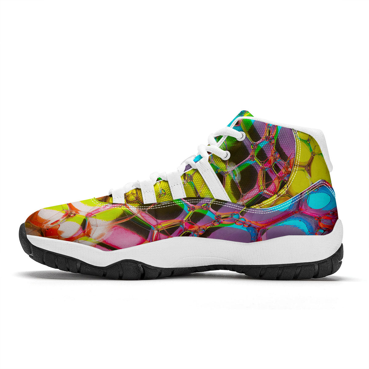 Bubble Soap Psychedelic Print White Bball Shoes-grizzshop