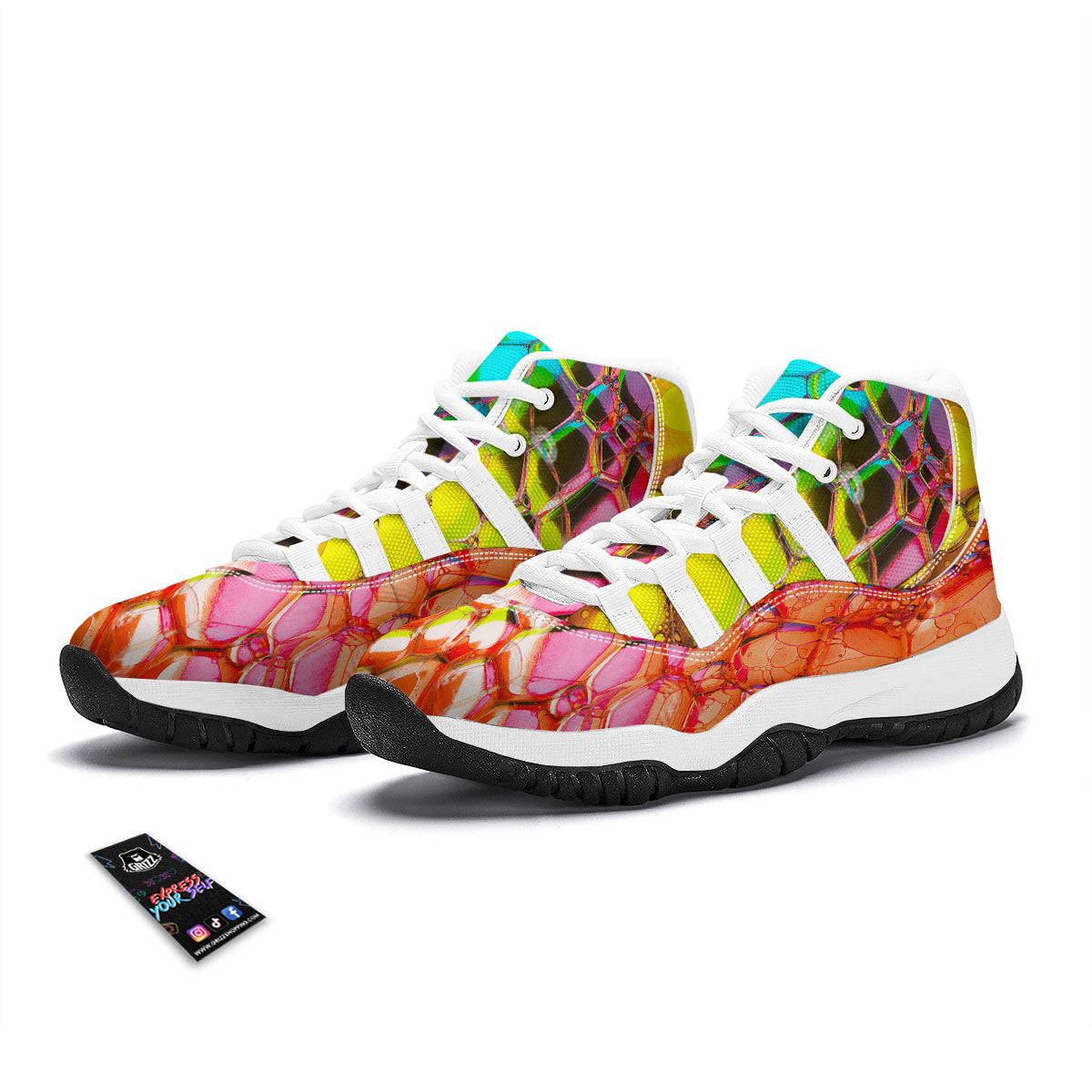 Bubble Soap Psychedelic Print White Bball Shoes-grizzshop