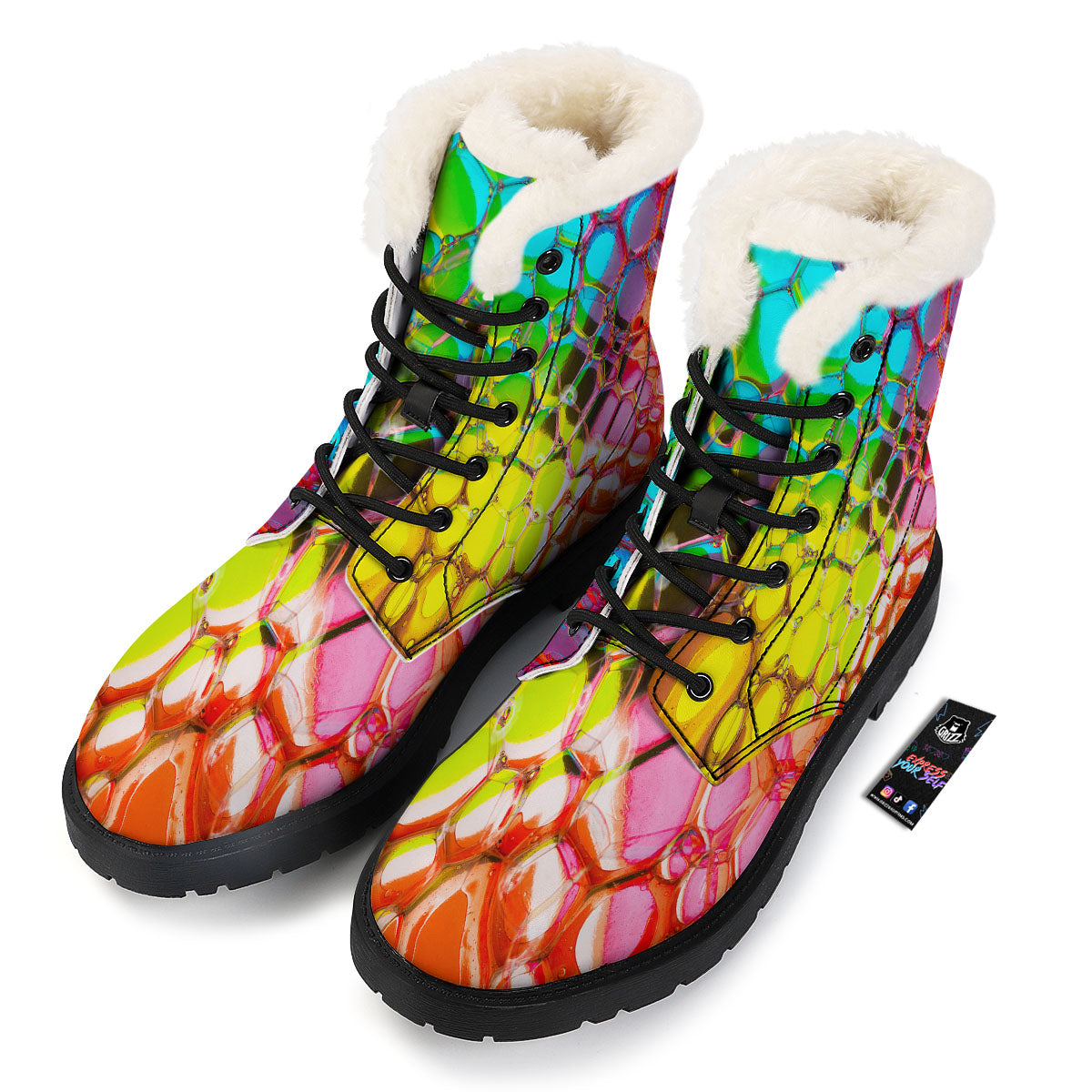 Bubble Soap Psychedelic Print Winter Boots-grizzshop