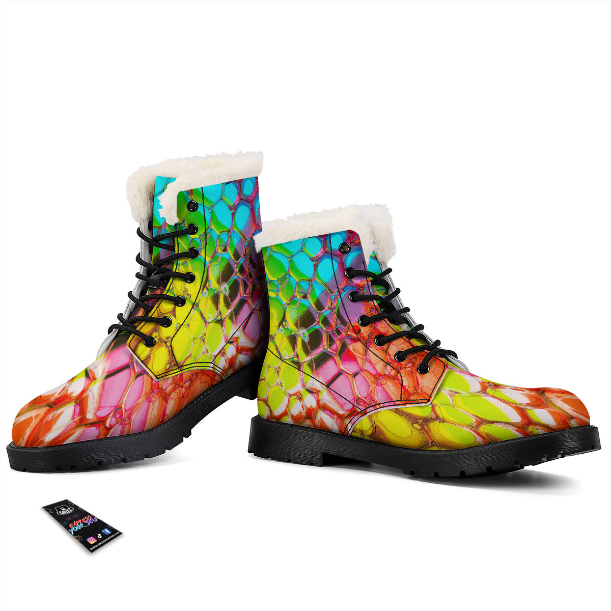 Bubble Soap Psychedelic Print Winter Boots-grizzshop