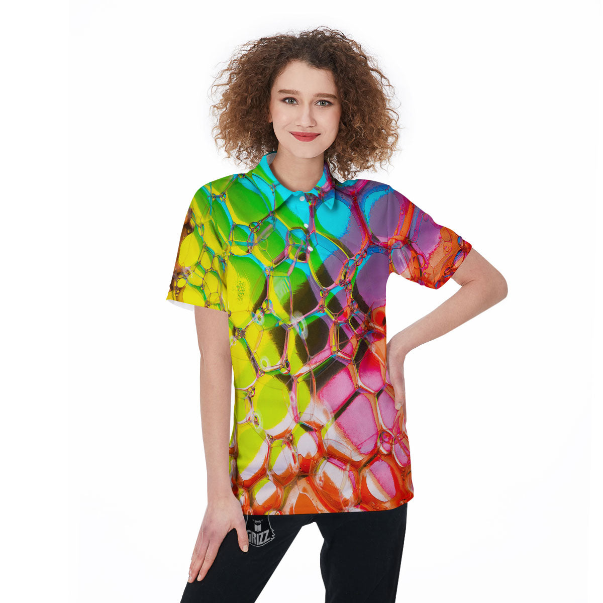Bubble Soap Psychedelic Print Women's Golf Shirts-grizzshop