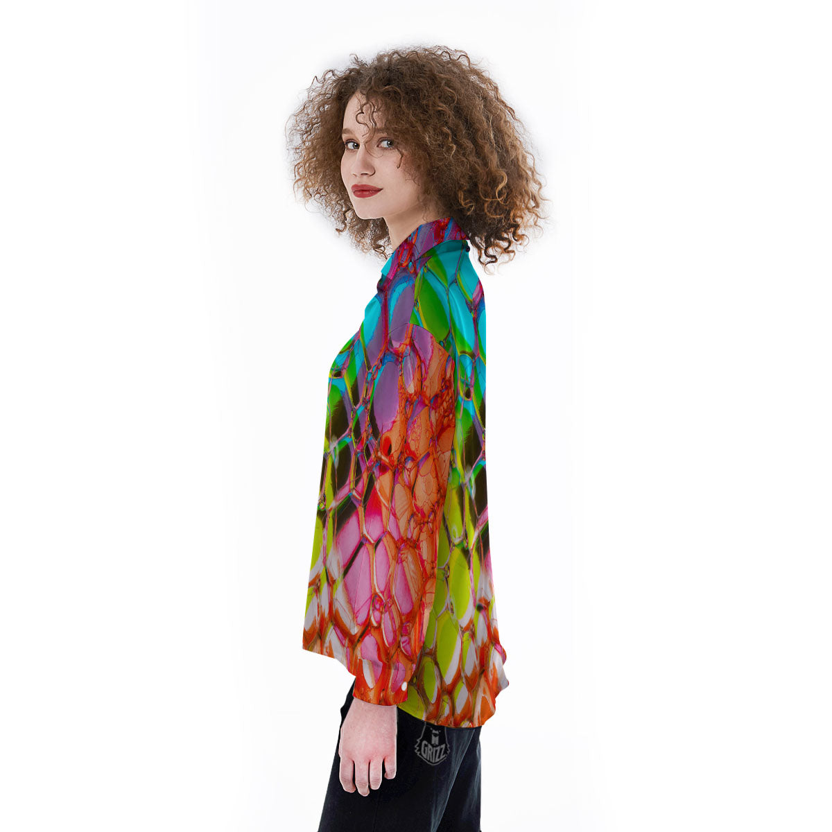 Bubble Soap Psychedelic Print Women's Long Sleeve Shirts-grizzshop