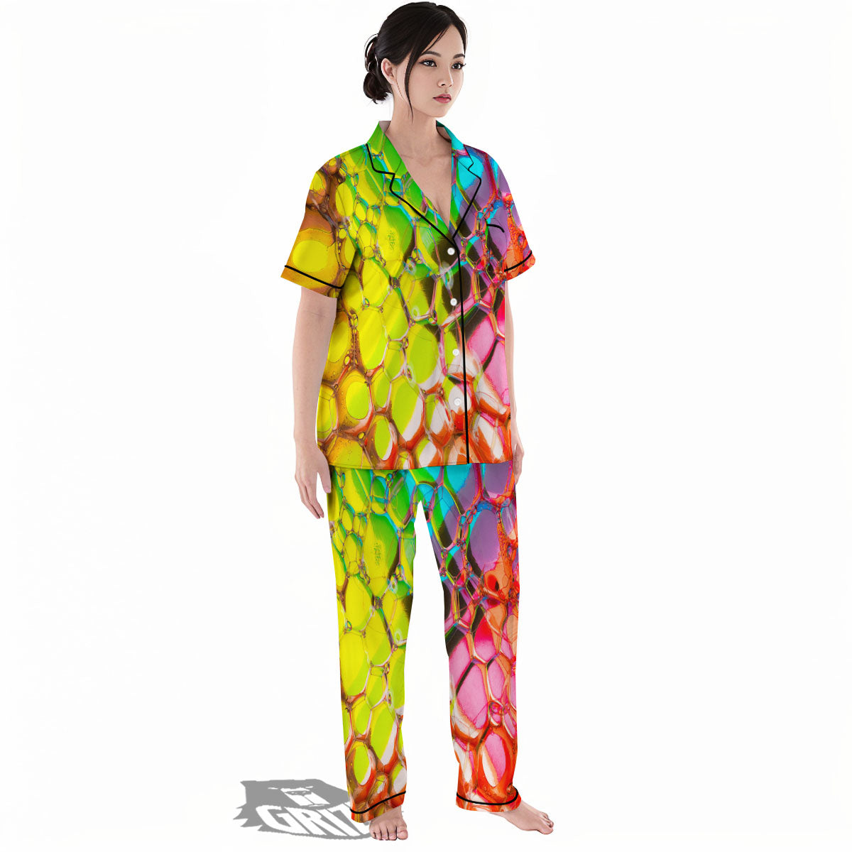 Bubble Soap Psychedelic Print Women's Pajamas Set-grizzshop