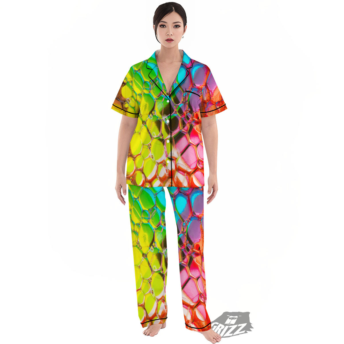 Bubble Soap Psychedelic Print Women's Pajamas Set-grizzshop