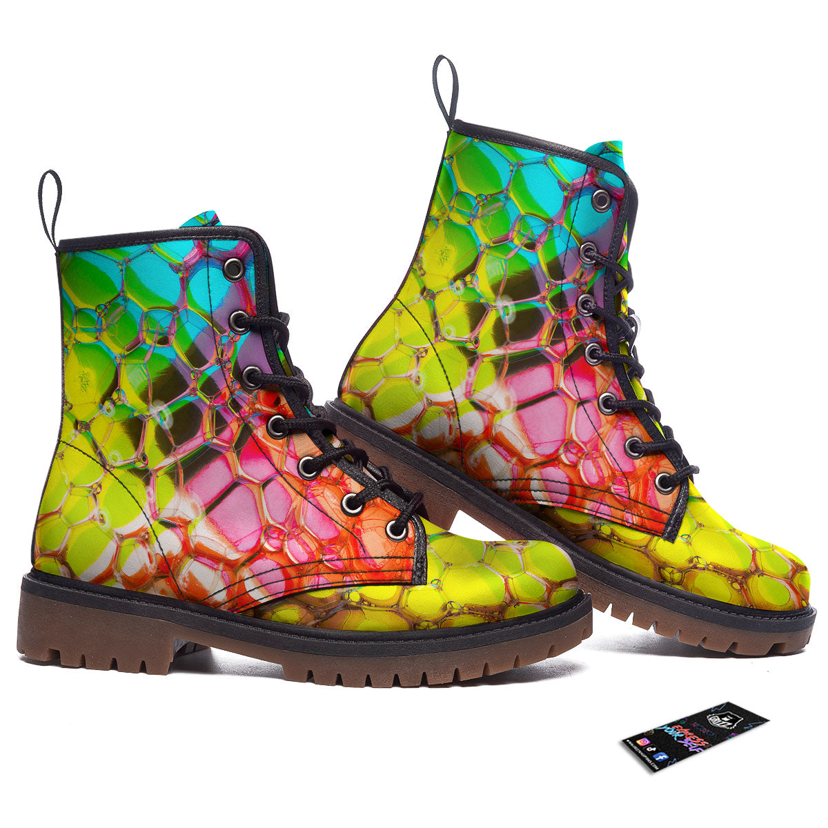 Bubble Soap Psychedelic Print Work Boots-grizzshop