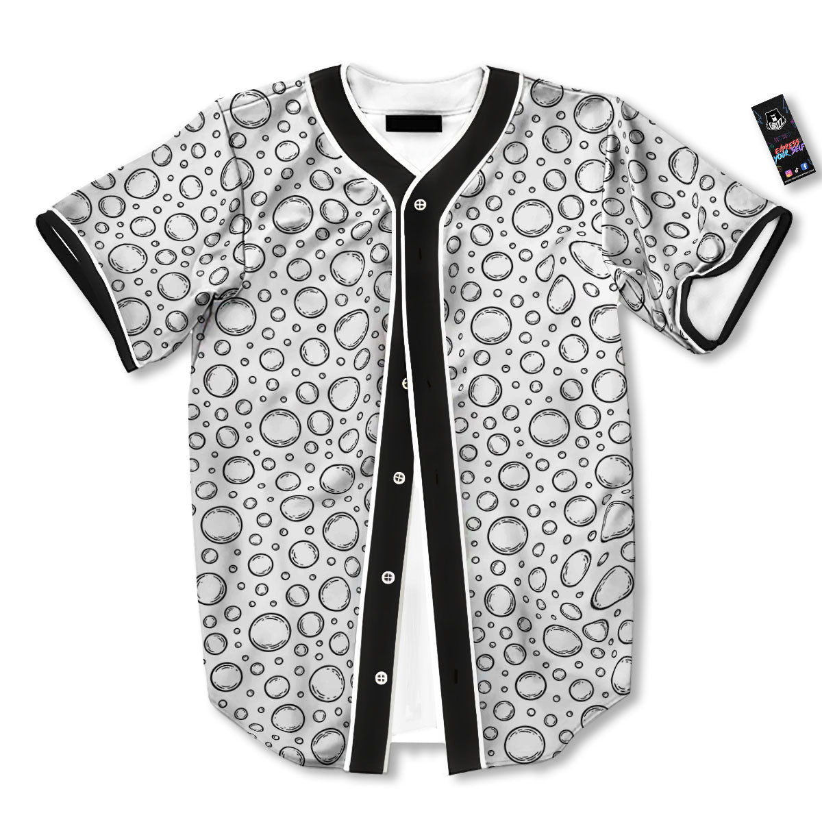 Bubble White And Black Print Pattern Baseball Jersey-grizzshop