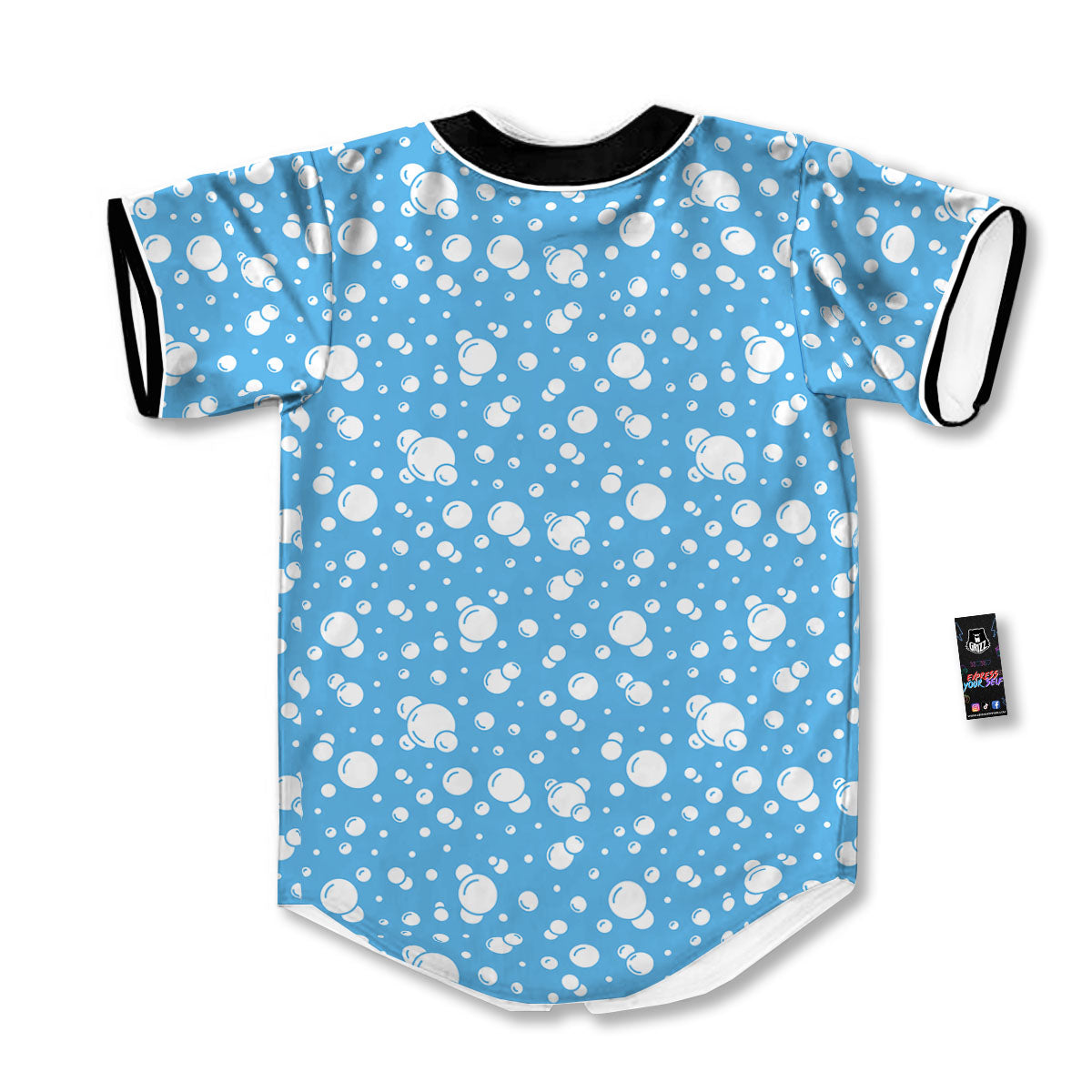 Bubble White And Blue Print Pattern Baseball Jersey-grizzshop