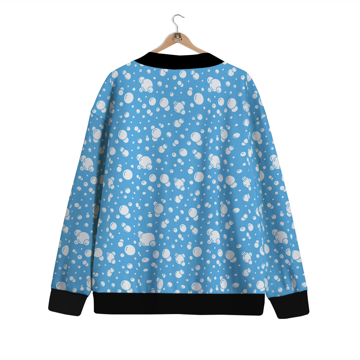 Bubble White And Blue Print Pattern Cardigan-grizzshop