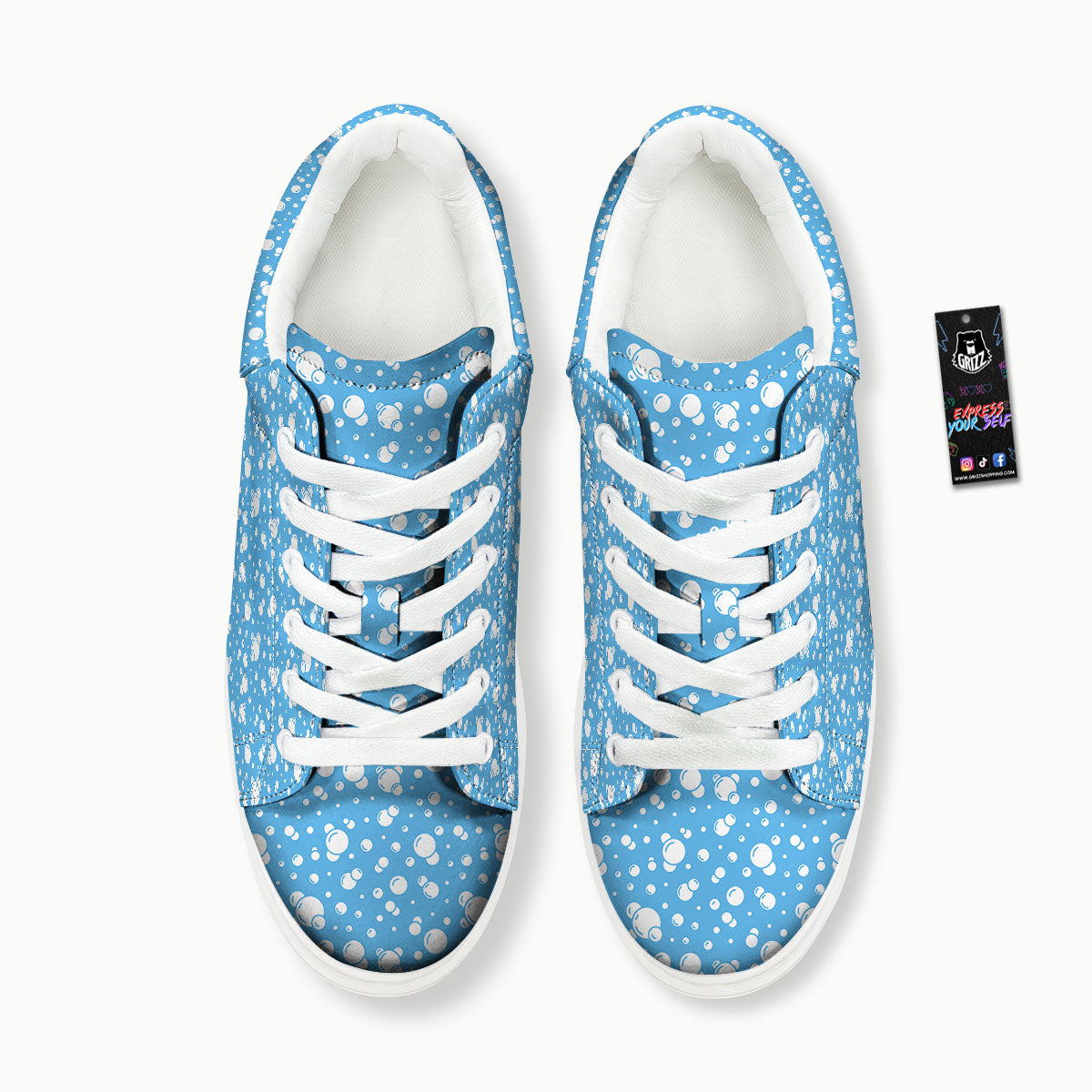 Bubble White And Blue Print Pattern Platform Shoes-grizzshop