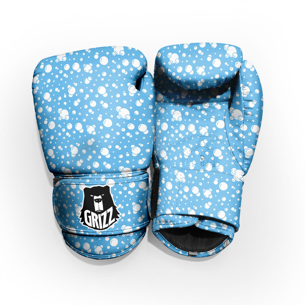 Bubble White And Blue Print Pattern Pro Boxing Glove
