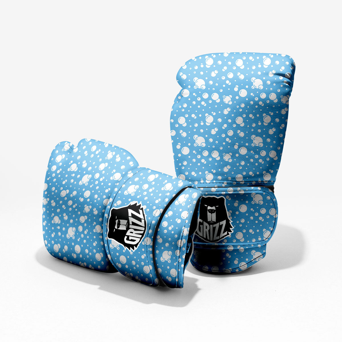 Bubble White And Blue Print Pattern Pro Boxing Glove